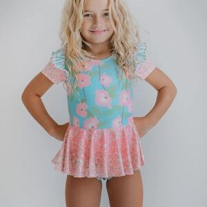 GIRLS FLORAL SKIRTED LEOTARD NWT